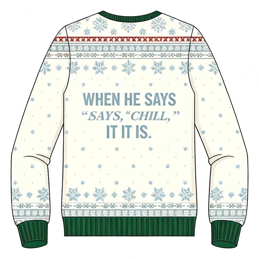 Cool Snowman knit sweater, back view