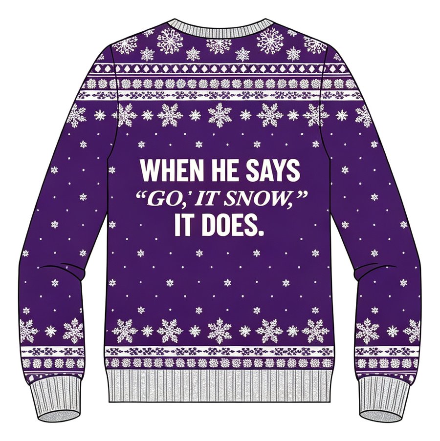 Snow Mobile Cold Ride knit sweater, back view