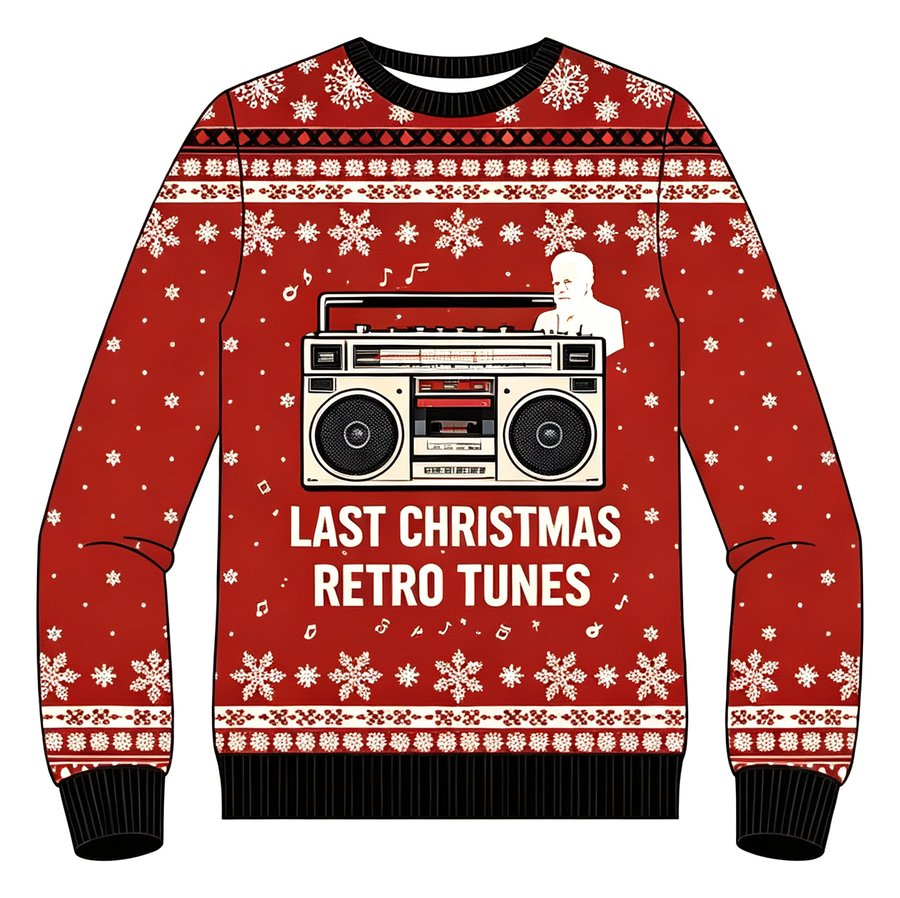 Retro Tunes Boombox knit sweater, front view
